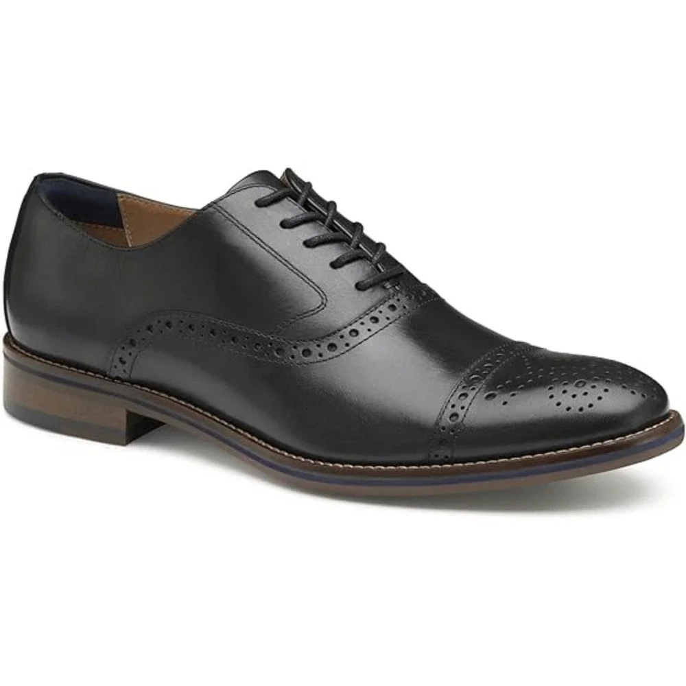 Quiet Luxury Johnston‎ & Murphy Black Leather Oxford Dress Shoes Men's 8 NIB